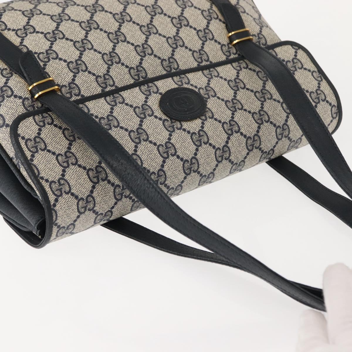 GUCCI GG Supreme Shoulder Bag PVC Navy Gold 000 46 4857 Auth 150729