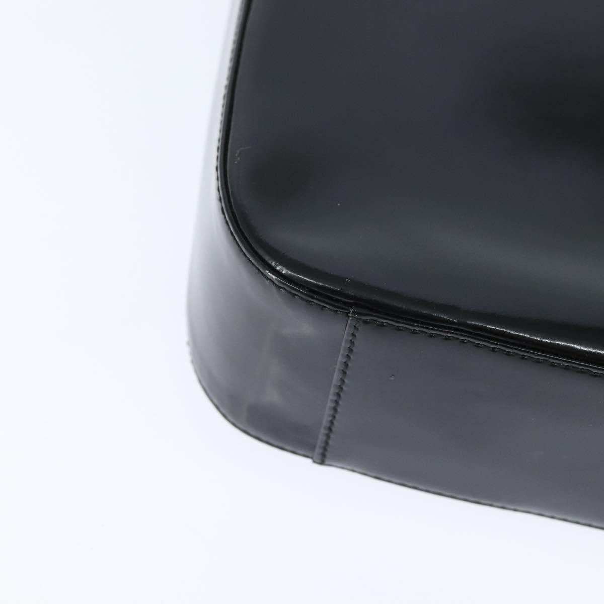 GUCCI Soho Hand Bag Enamel Black Silver Auth 150731