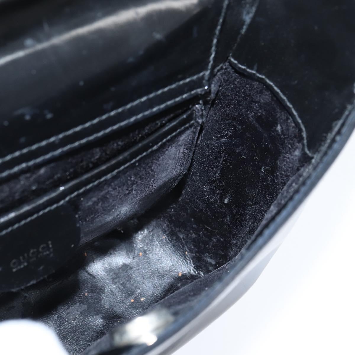 GUCCI Soho Hand Bag Enamel Black Silver Auth 150731