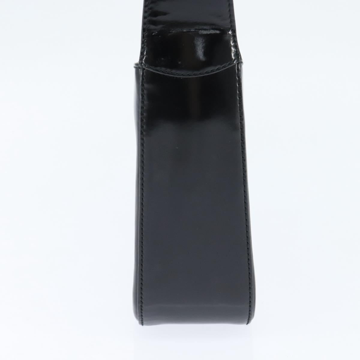 GUCCI Soho Hand Bag Enamel Black Silver Auth 150731
