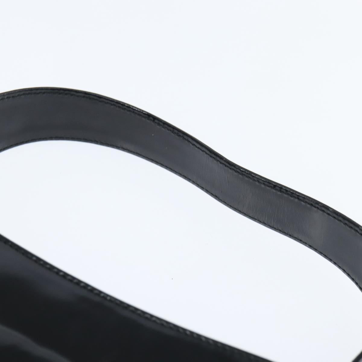GUCCI Soho Hand Bag Enamel Black Silver Auth 150731
