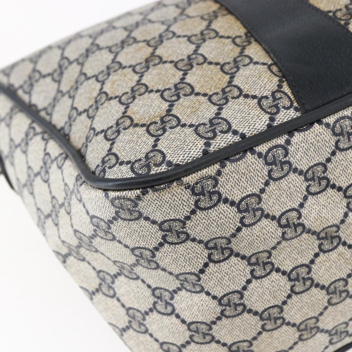 GUCCI GG Supreme Sherry Line Hand Bag PVC Navy Gold 39 02 041 Auth 150740