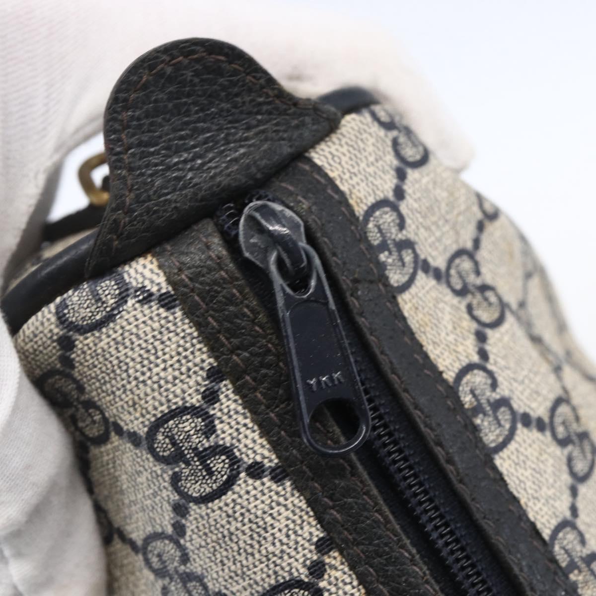 GUCCI GG Supreme Sherry Line Hand Bag PVC Navy Gold 39 02 041 Auth 150740