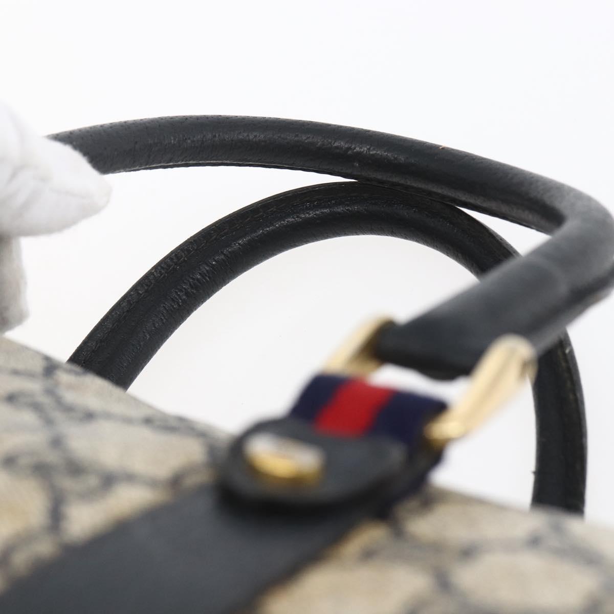 GUCCI GG Supreme Sherry Line Hand Bag PVC Navy Gold 39 02 041 Auth 150740