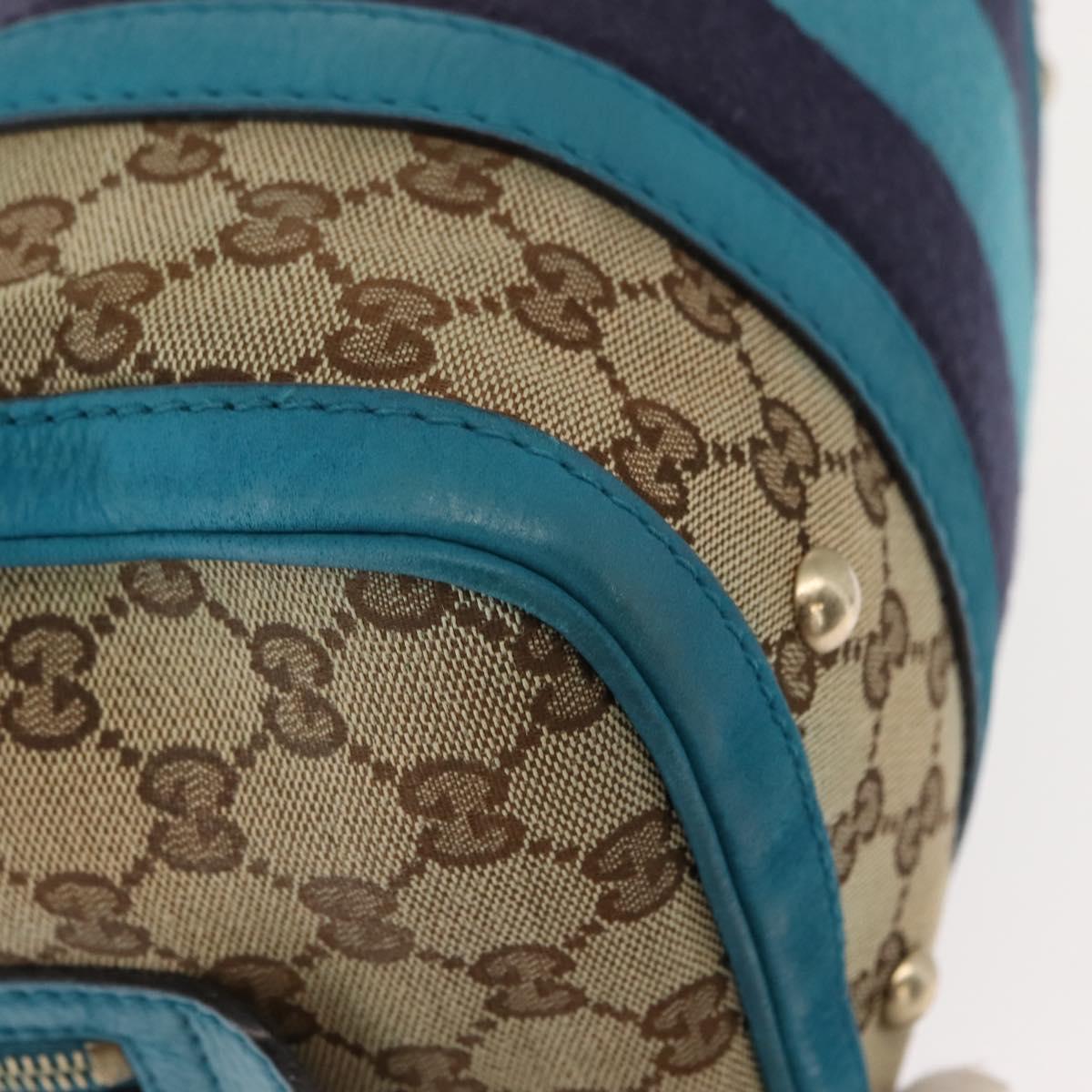 GUCCI GG Canvas Sherry Line Hand Bag 2way Blue Gold 269876 Auth 150743