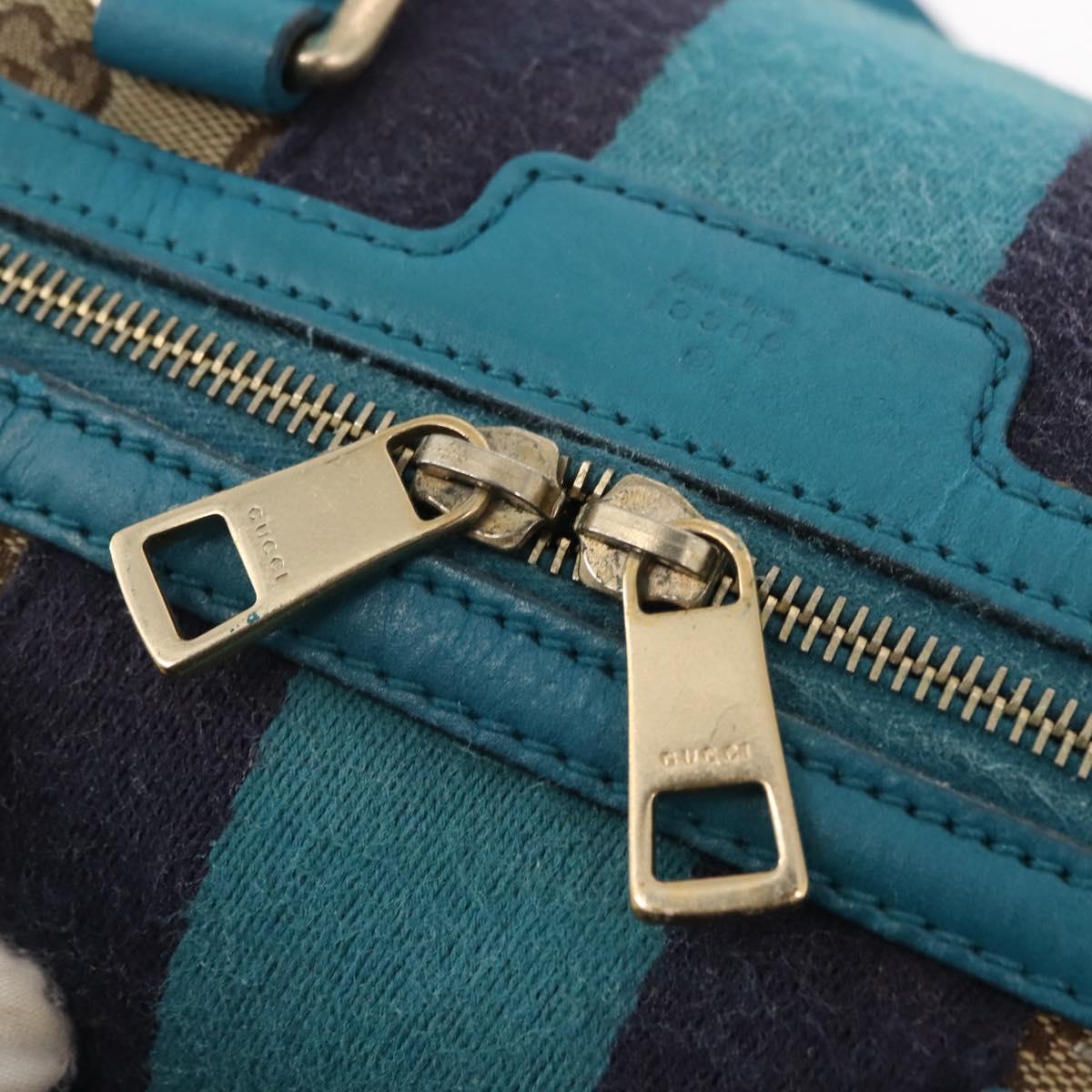 GUCCI GG Canvas Sherry Line Hand Bag 2way Blue Gold 269876 Auth 150743
