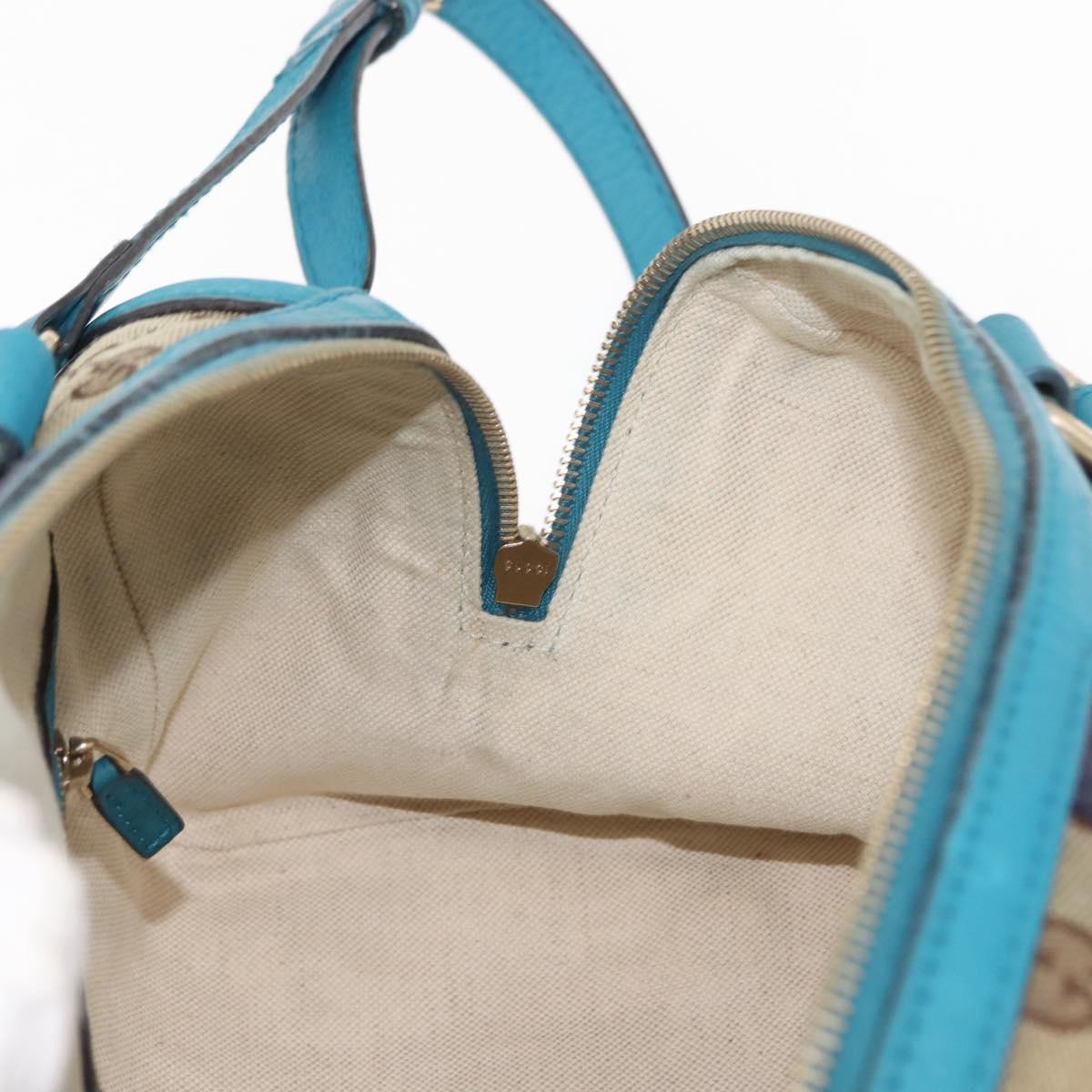 GUCCI GG Canvas Sherry Line Hand Bag 2way Blue Gold 269876 Auth 150743