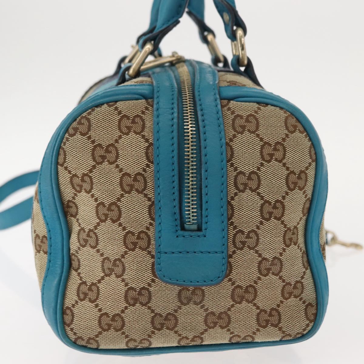 GUCCI GG Canvas Sherry Line Hand Bag 2way Blue Gold 269876 Auth 150743