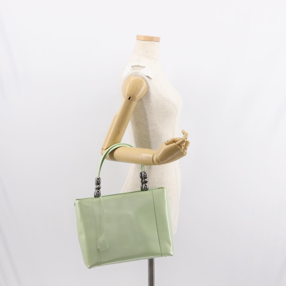 Christian Dior Maris Pearl Hand Bag Enamel Green Auth 150745