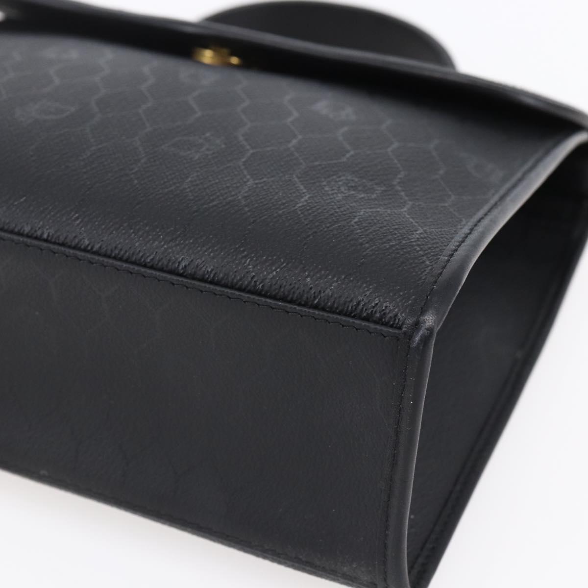 Christian Dior Honeycomb Canvas Hand Bag PVC Black Gold Auth 150746