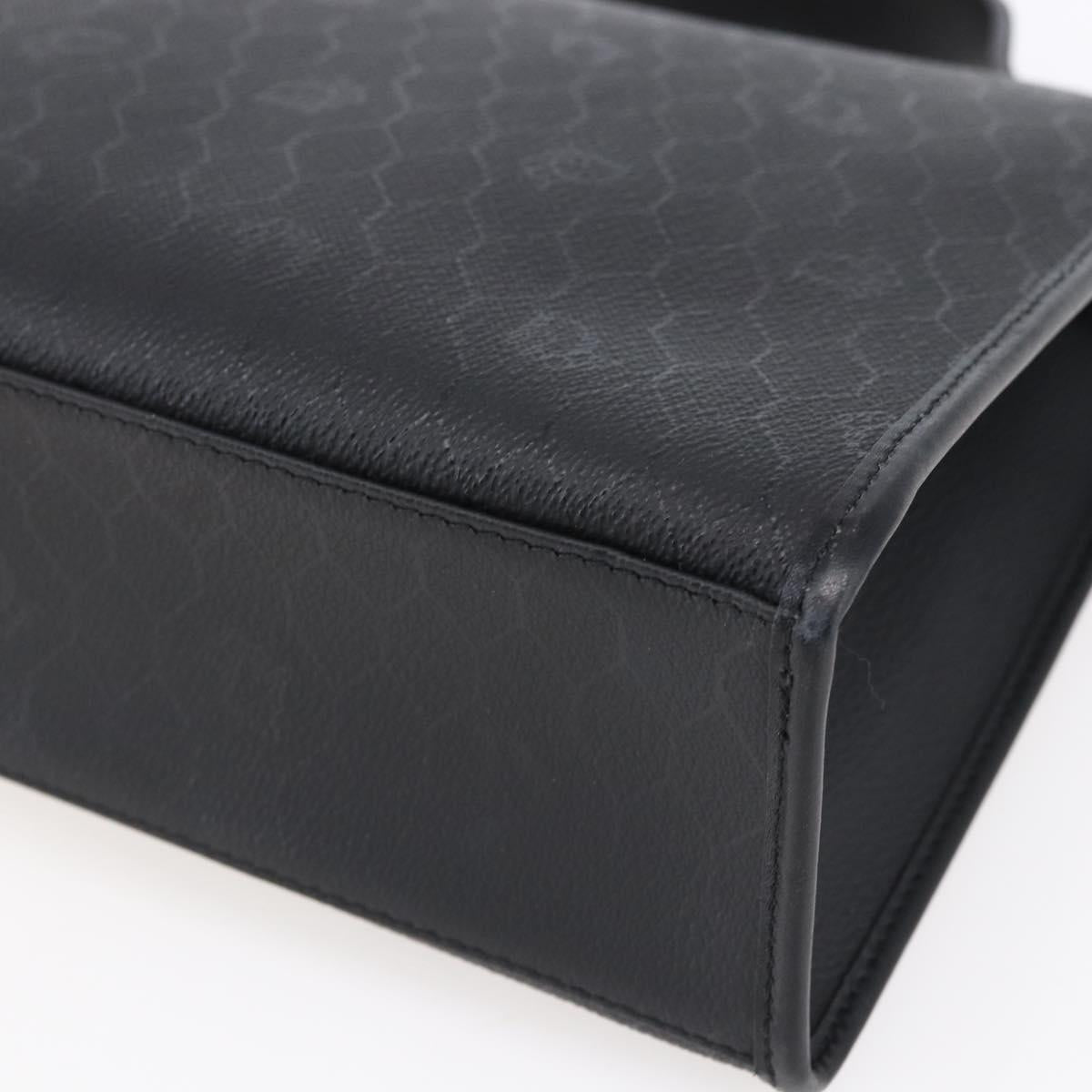 Christian Dior Honeycomb Canvas Hand Bag PVC Black Gold Auth 150746