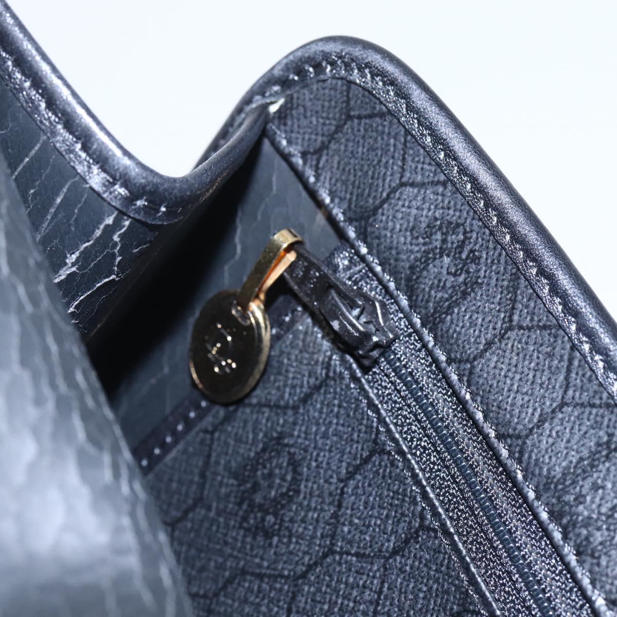 Christian Dior Honeycomb Canvas Hand Bag PVC Black Gold Auth 150746