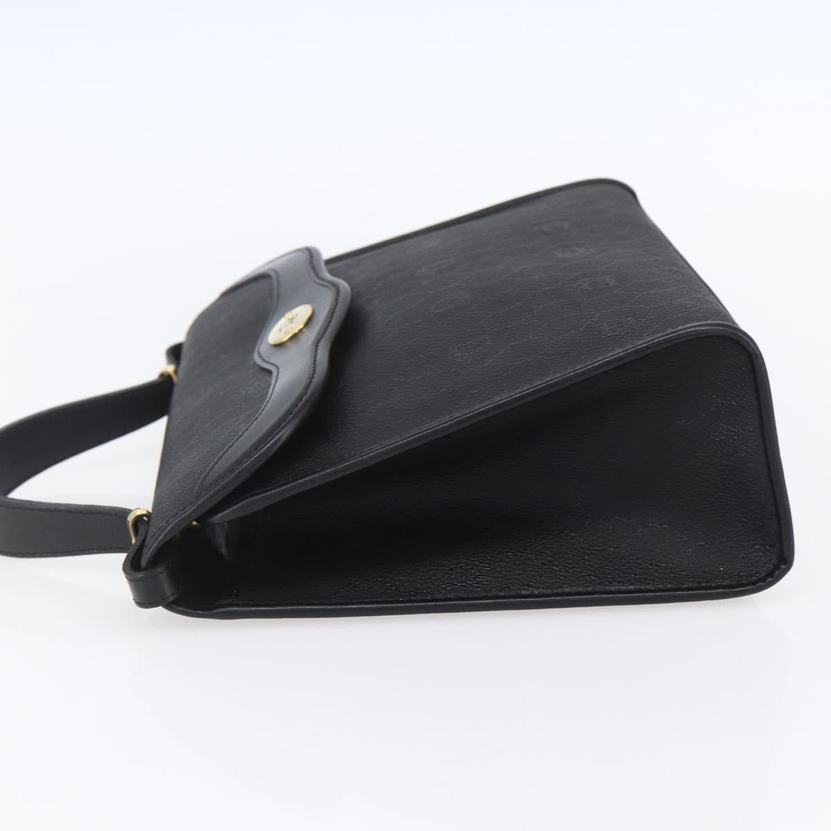 Christian Dior Honeycomb Canvas Hand Bag PVC Black Gold Auth 150746