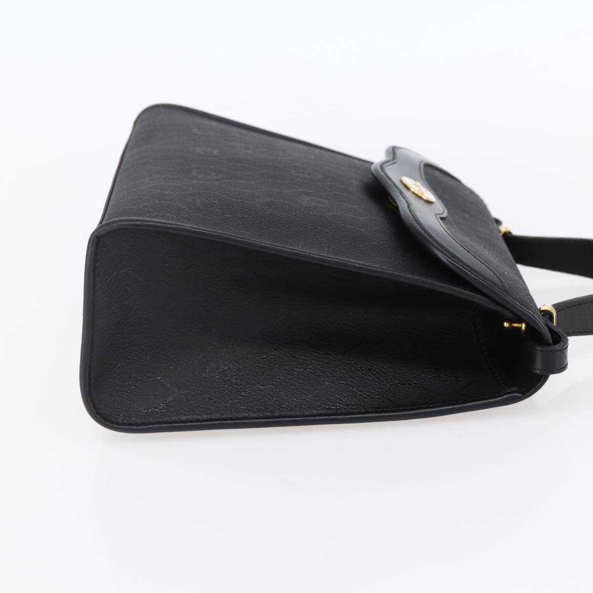 Christian Dior Honeycomb Canvas Hand Bag PVC Black Gold Auth 150746