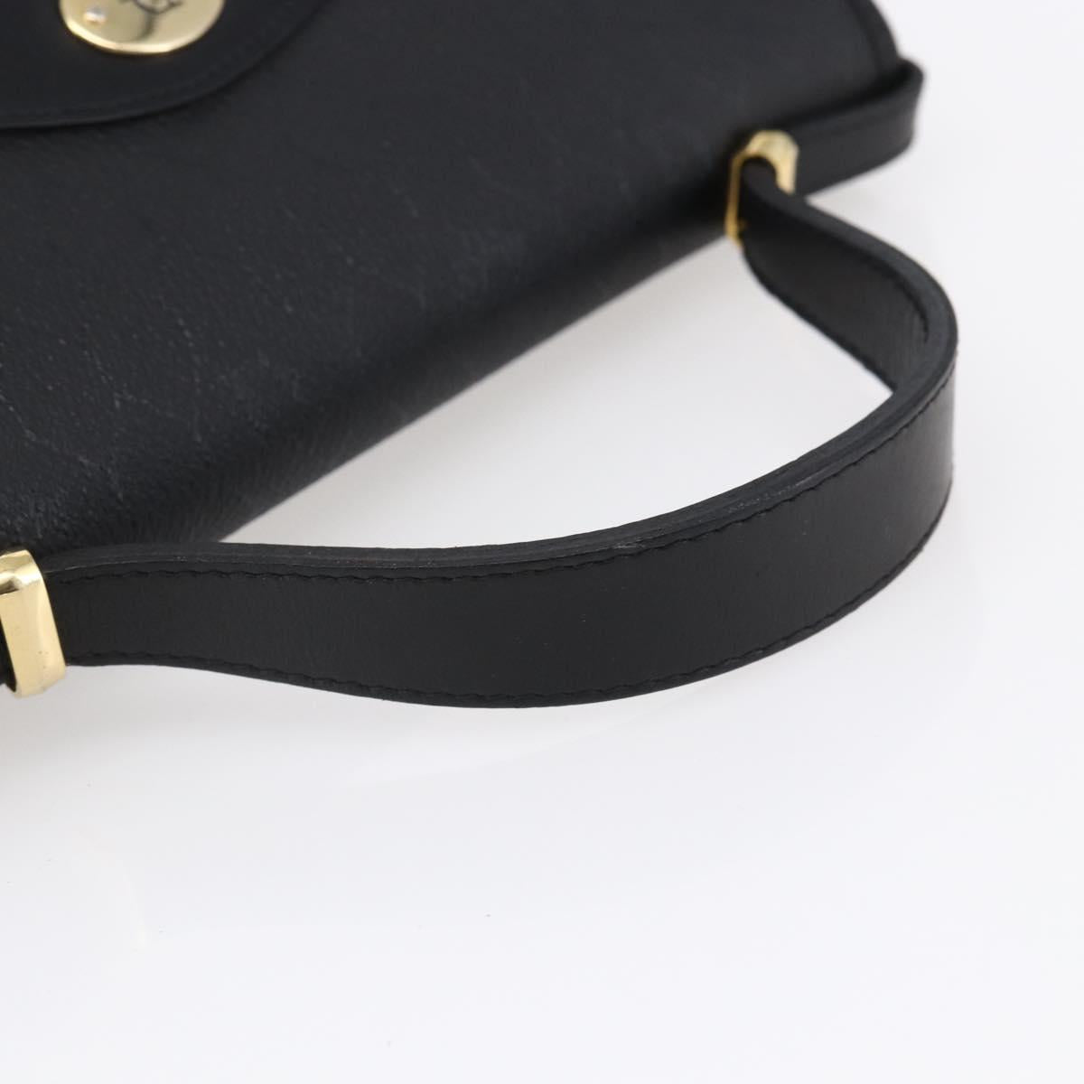 Christian Dior Honeycomb Canvas Hand Bag PVC Black Gold Auth 150746