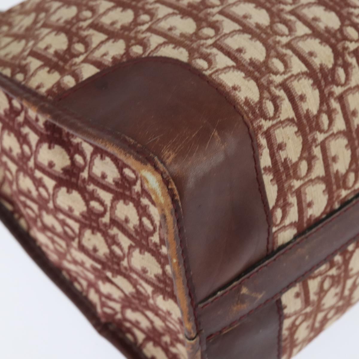 Christian Dior Trotter Canvas Boston Bag Red Silver Auth 150750