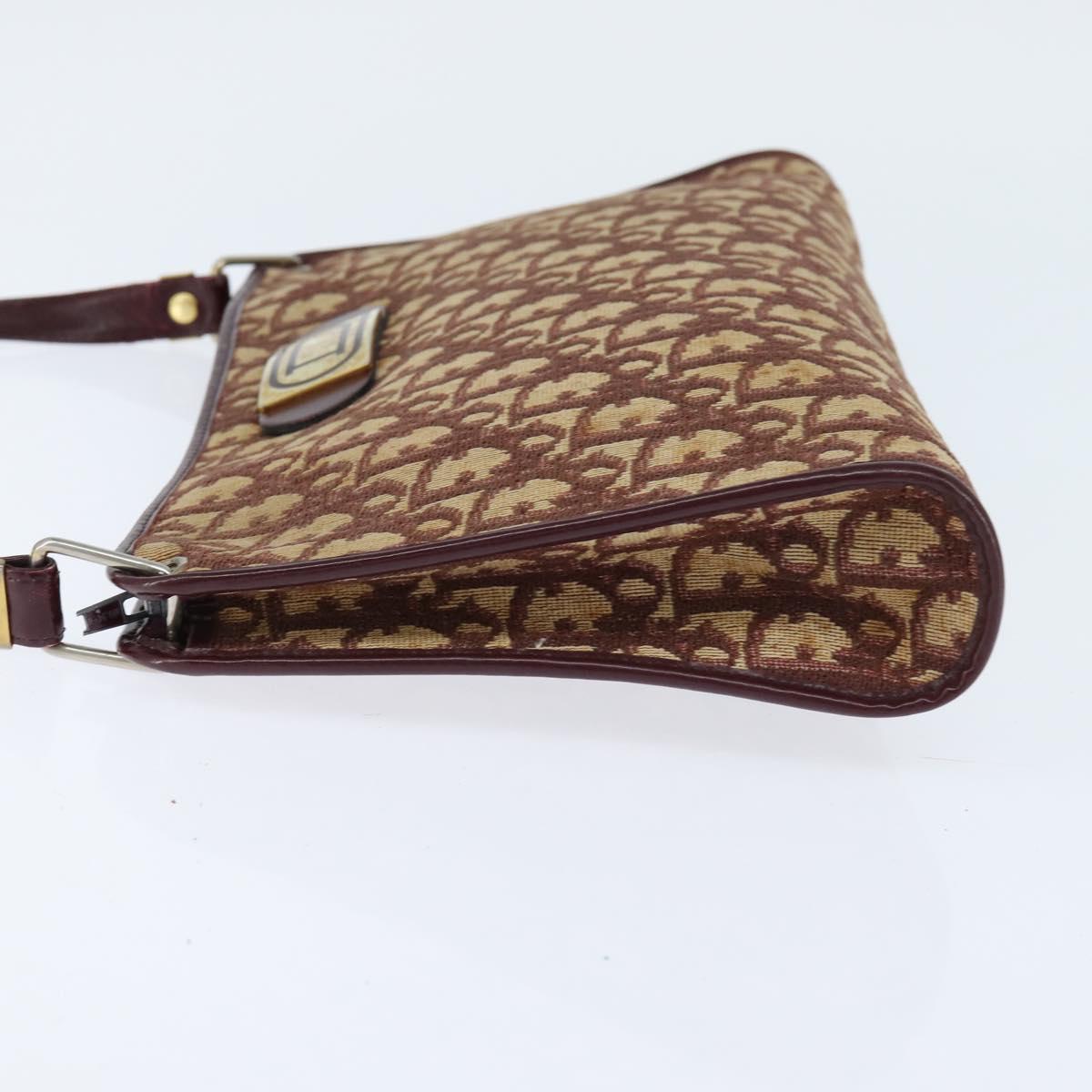 Christian Dior Trotter Canvas Shoulder Bag Red Gold Auth 150751