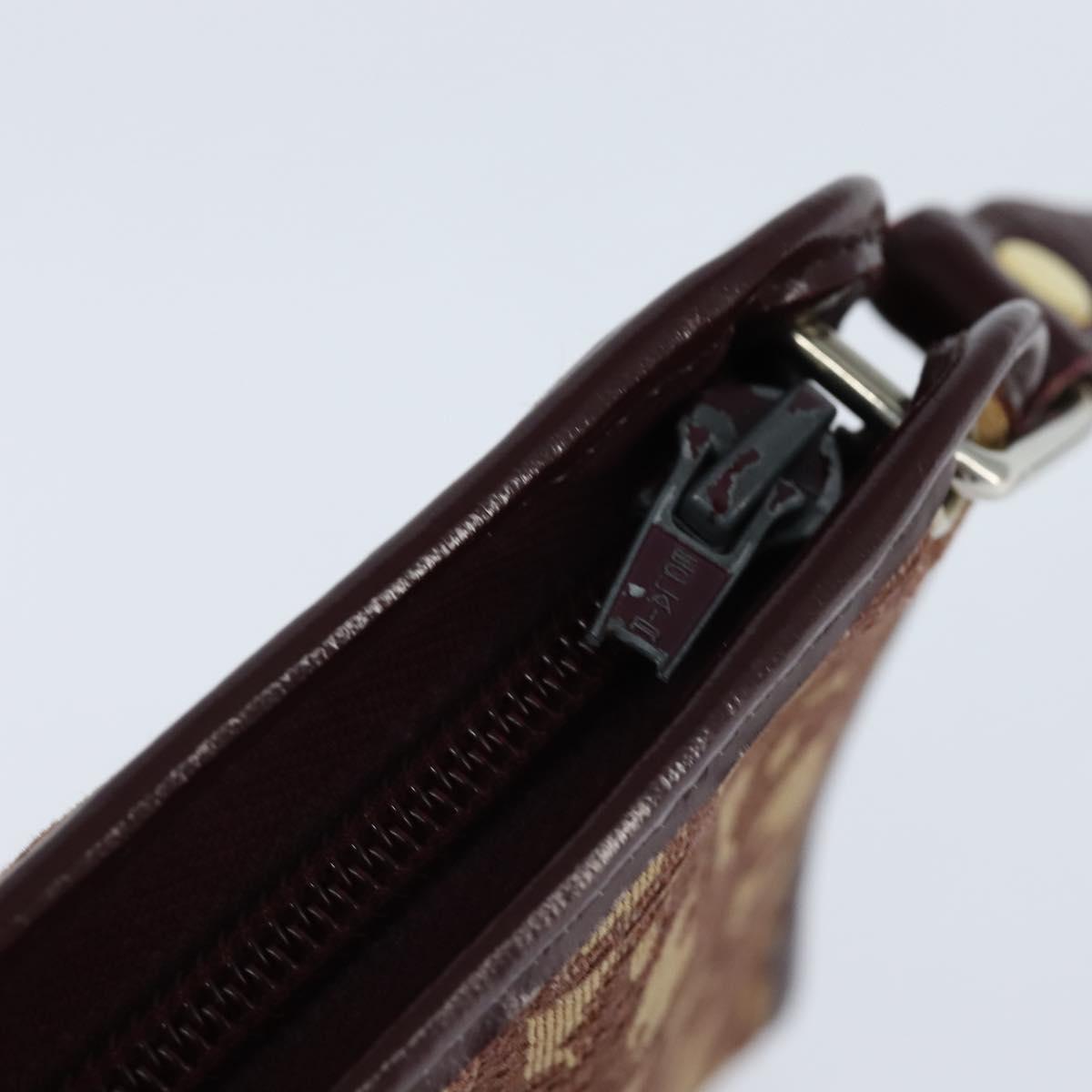 Christian Dior Trotter Canvas Shoulder Bag Red Gold Auth 150751