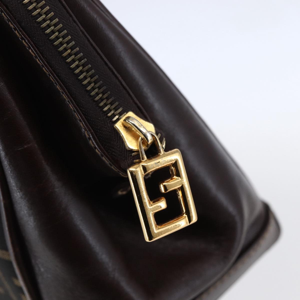 FENDI Zucca Canvas Hand Bag Black Brown Auth 150763