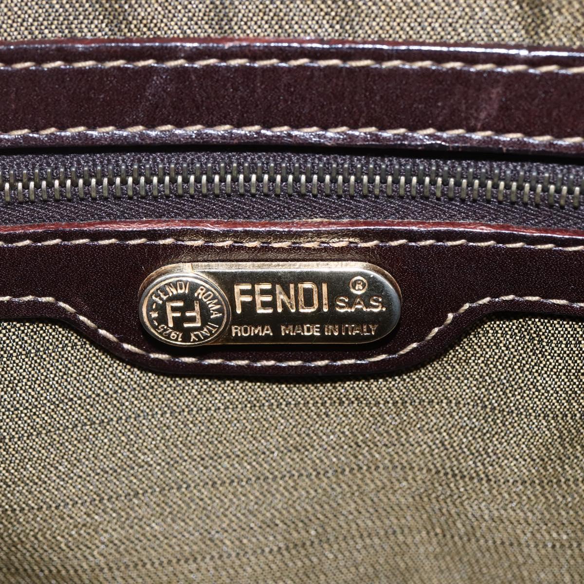 FENDI Zucca Canvas Hand Bag Black Brown Auth 150763