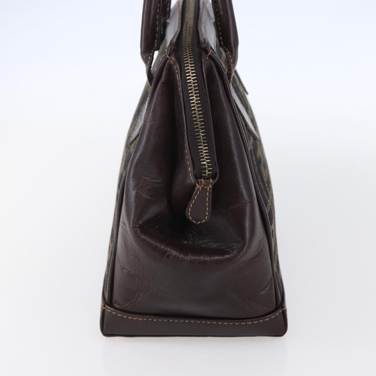 FENDI Zucca Canvas Hand Bag Black Brown Auth 150763