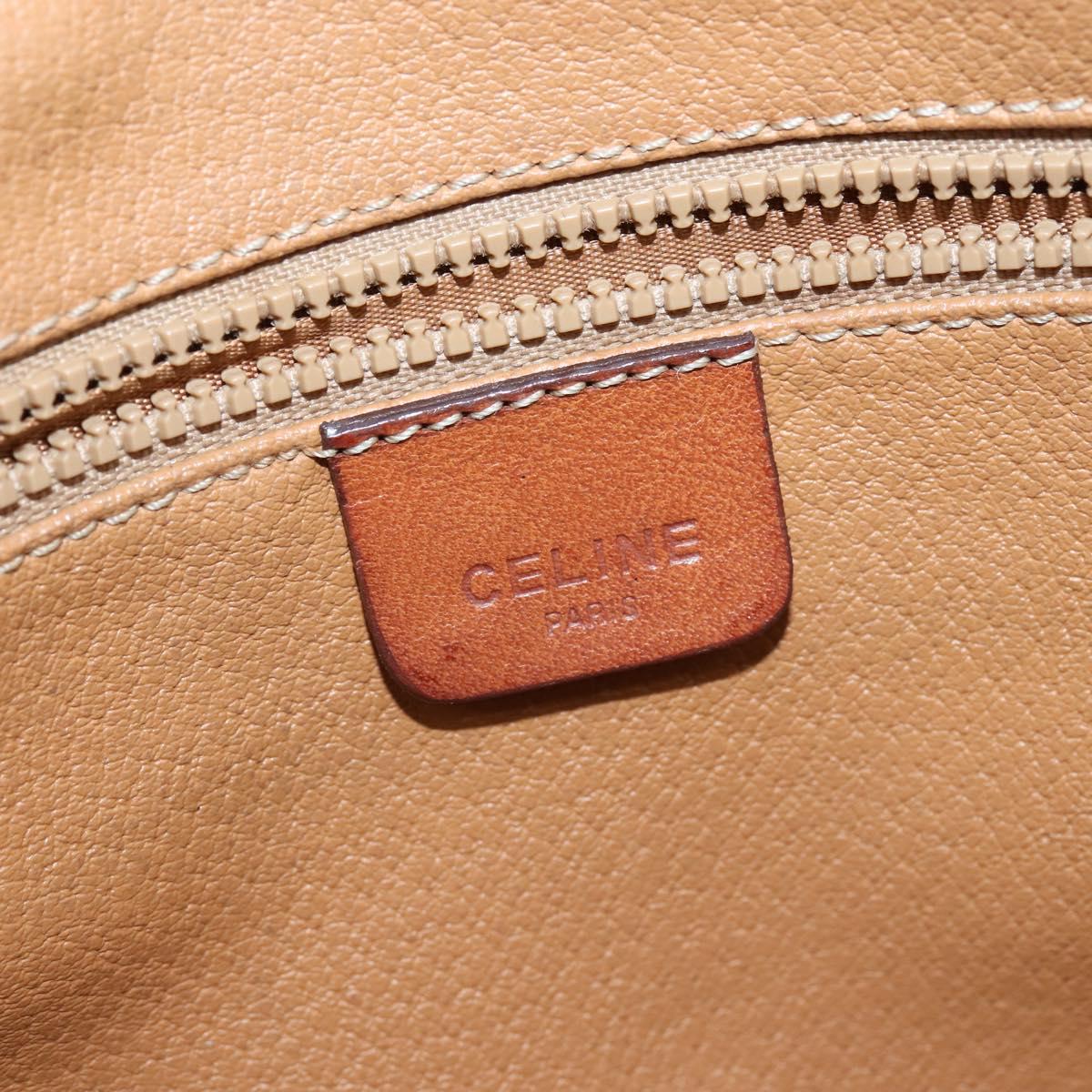 CELINE Macadam Canvas Shoulder Bag PVC Leather Brown Gold Auth 150768