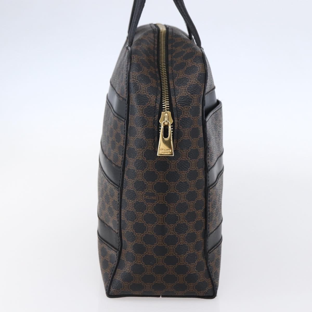 CELINE Macadam Canvas Hand Bag PVC Black Gold Auth 150769
