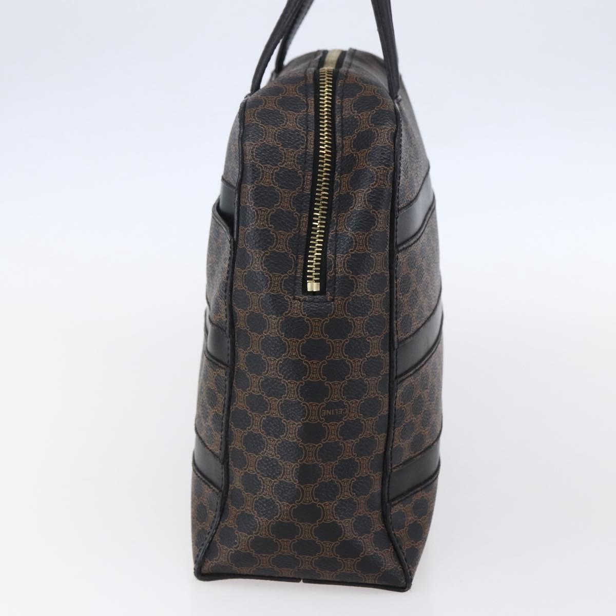CELINE Macadam Canvas Hand Bag PVC Black Gold Auth 150769