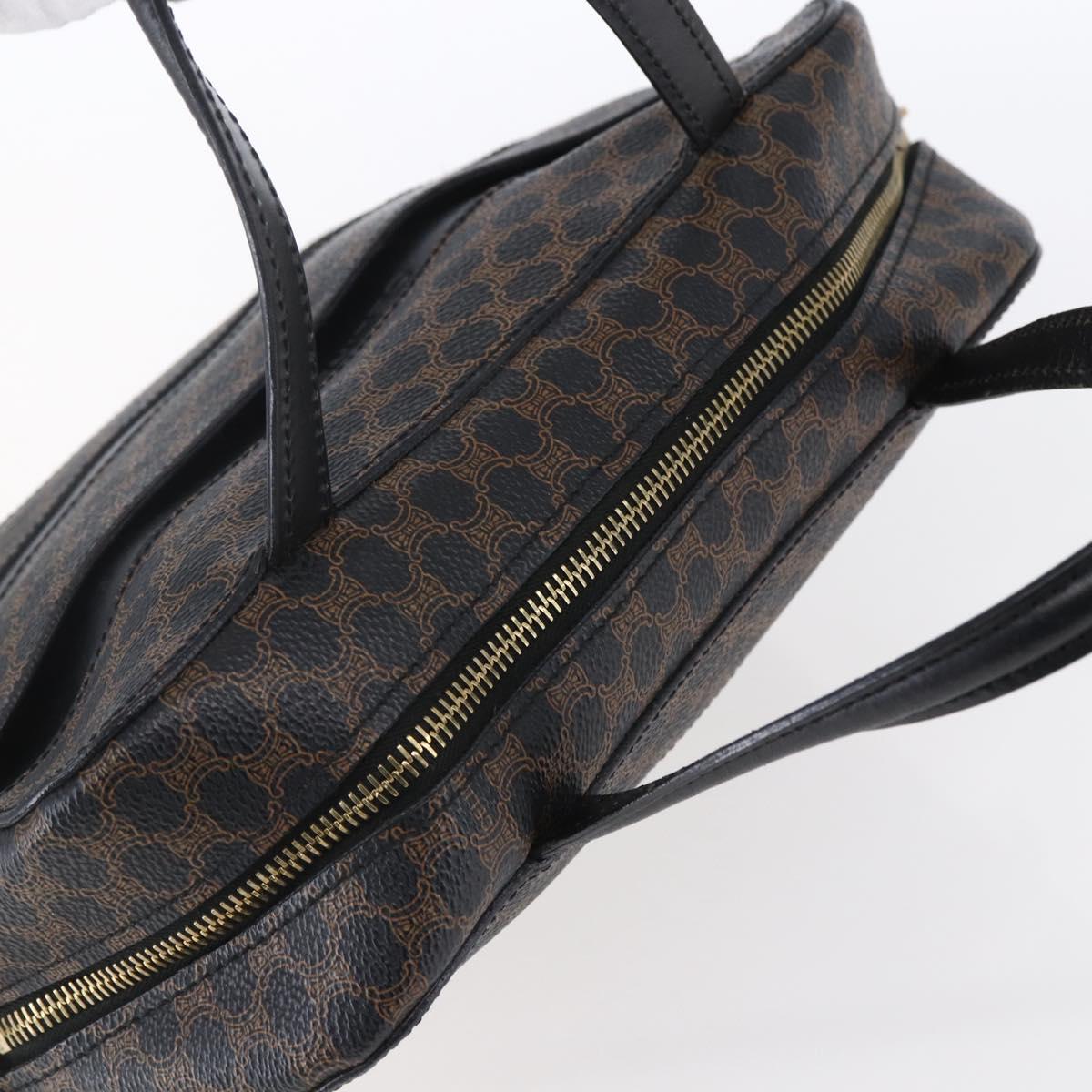 CELINE Macadam Canvas Hand Bag PVC Black Gold Auth 150769
