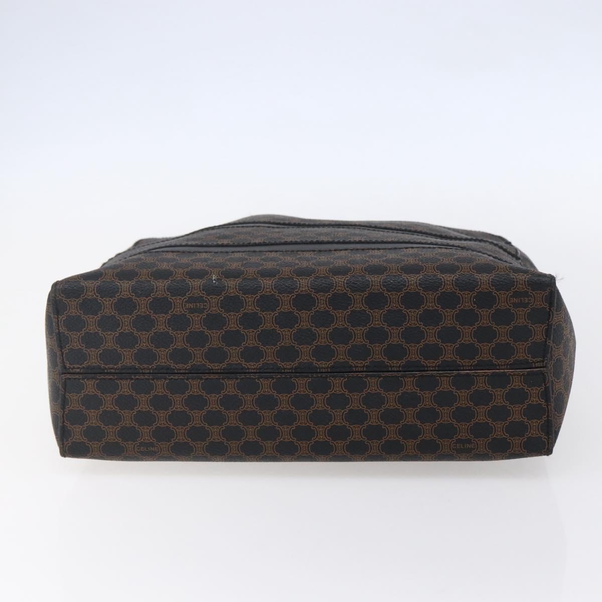 CELINE Macadam Canvas Hand Bag PVC Black Gold Auth 150769