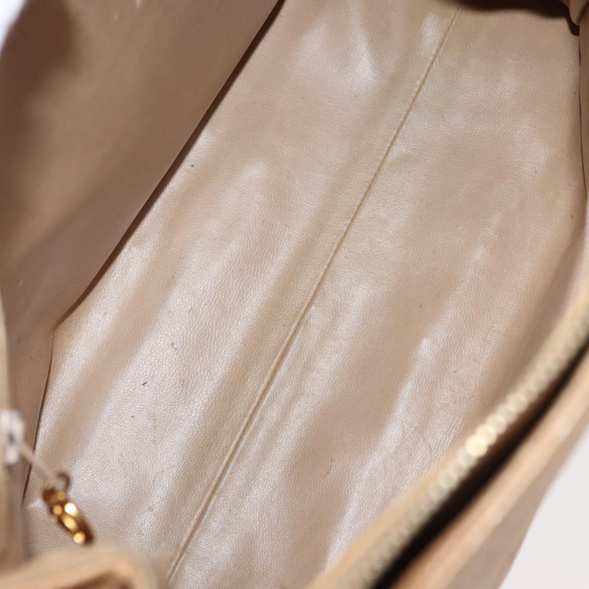 CHANEL Chain Shoulder Bag Caviar Skin Beige Gold CC Auth 150773