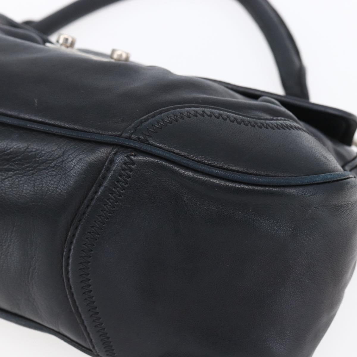 PRADA Shoulder Bag Leather Black Silver Auth 150774