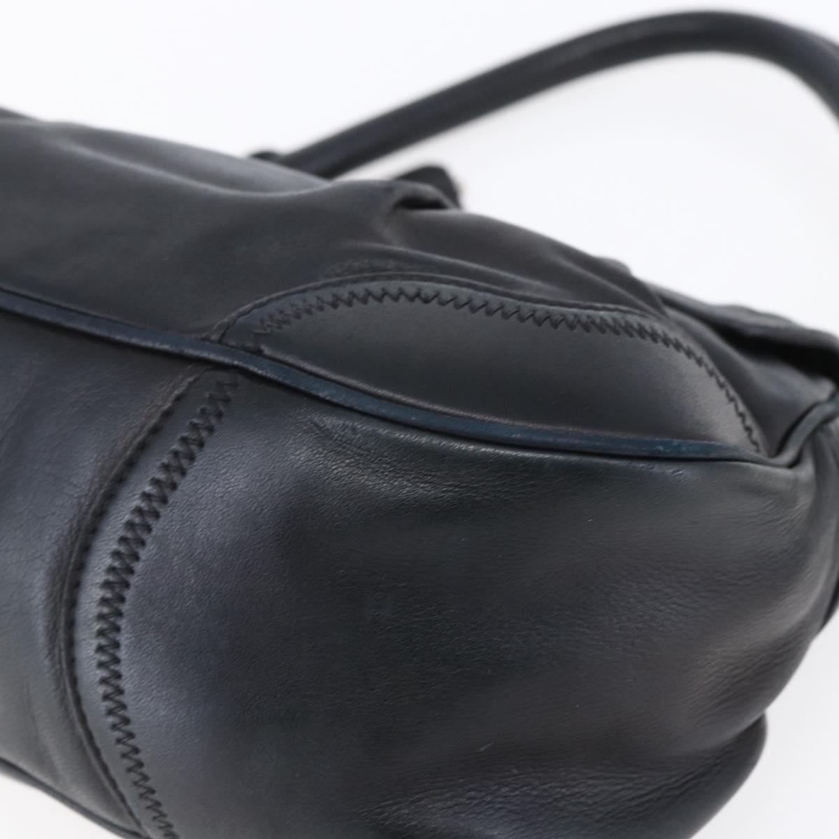 PRADA Shoulder Bag Leather Black Silver Auth 150774