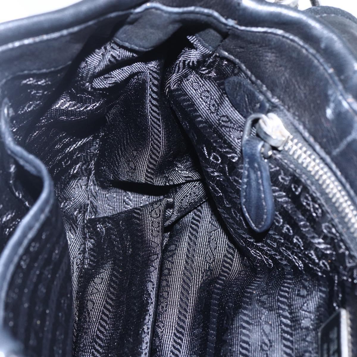 PRADA Shoulder Bag Leather Black Silver Auth 150774