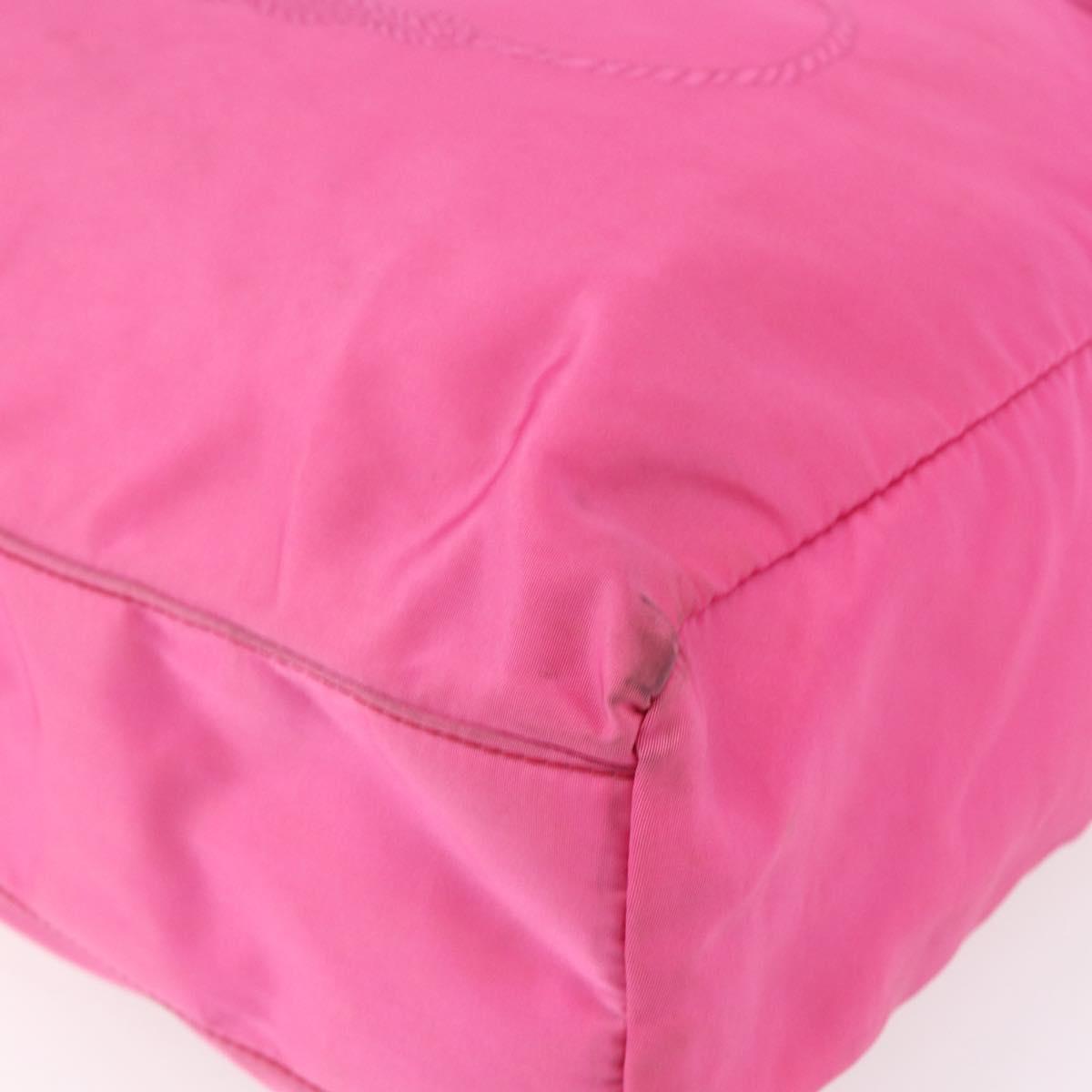 PRADA Tote Bag Nylon Pink Silver Auth 150777