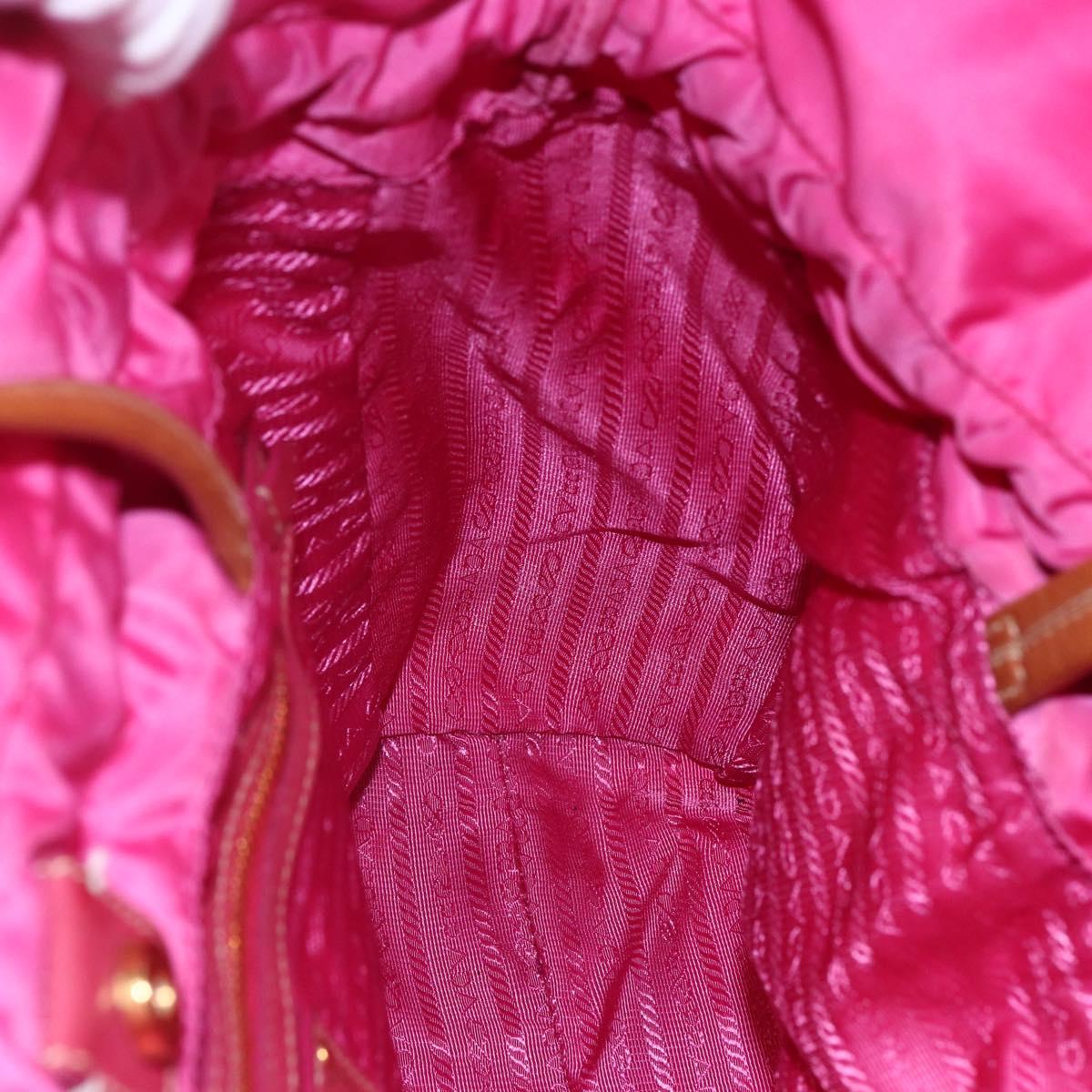 PRADA Tote Bag Nylon Pink Silver Auth 150777