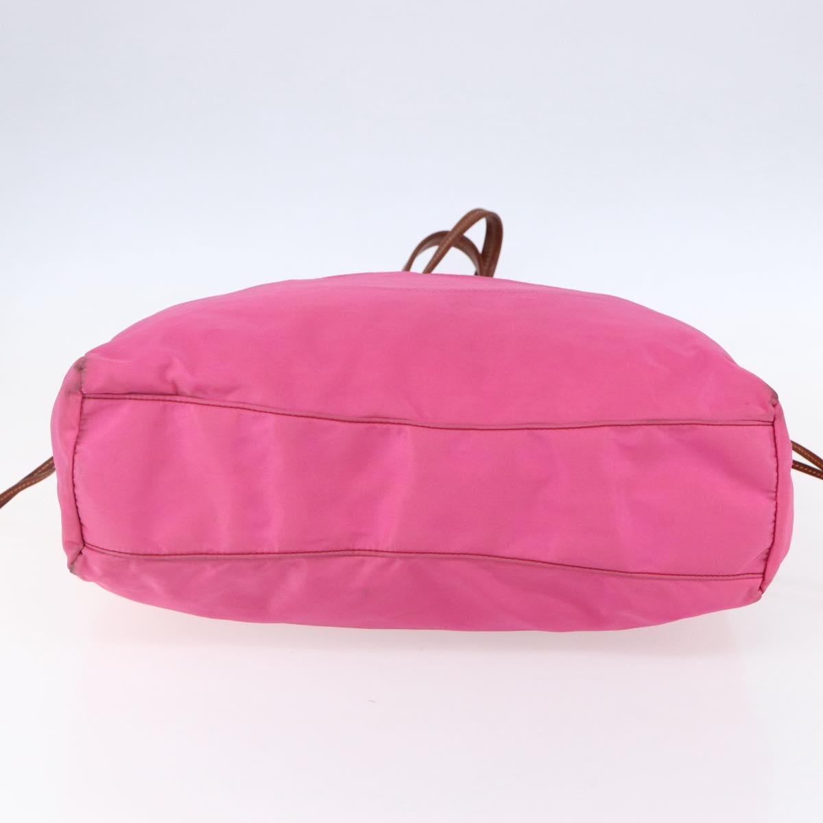 PRADA Tote Bag Nylon Pink Silver Auth 150777
