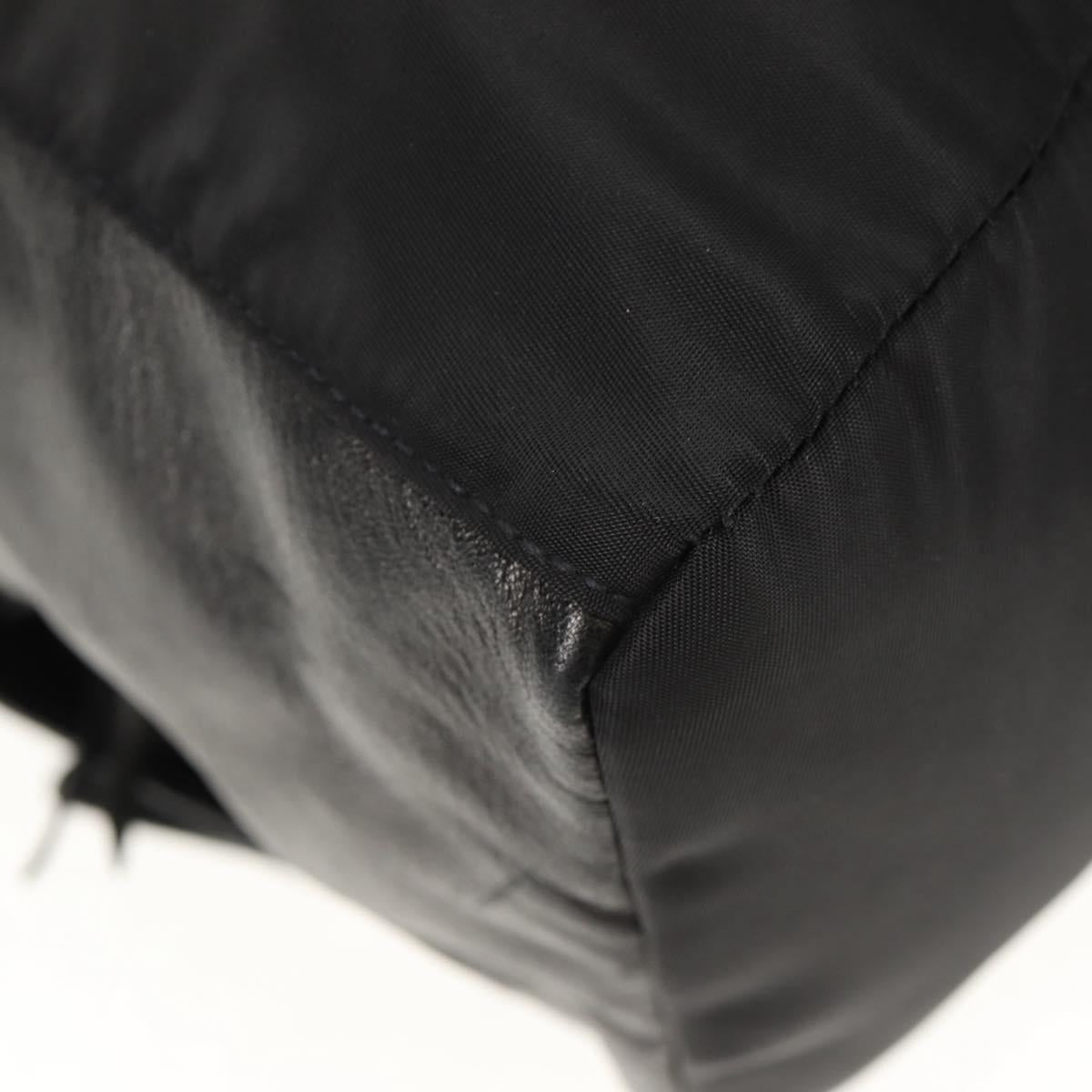 PRADA Backpack Nylon Leather Black Silver Auth 150778