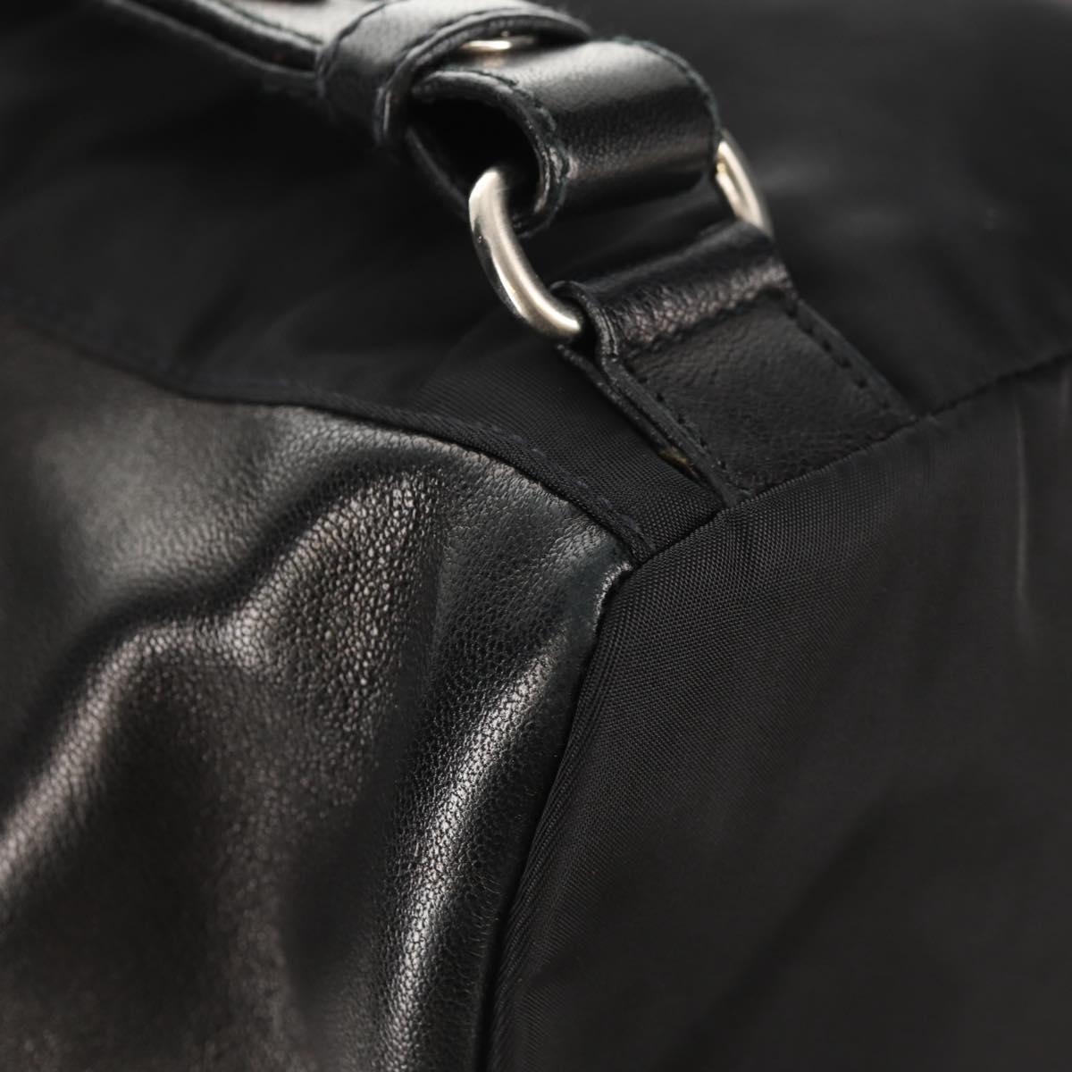PRADA Backpack Nylon Leather Black Silver Auth 150778