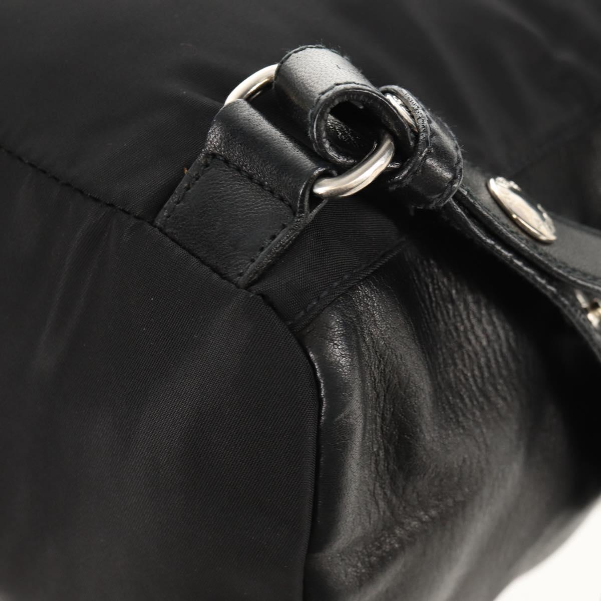 PRADA Backpack Nylon Leather Black Silver Auth 150778