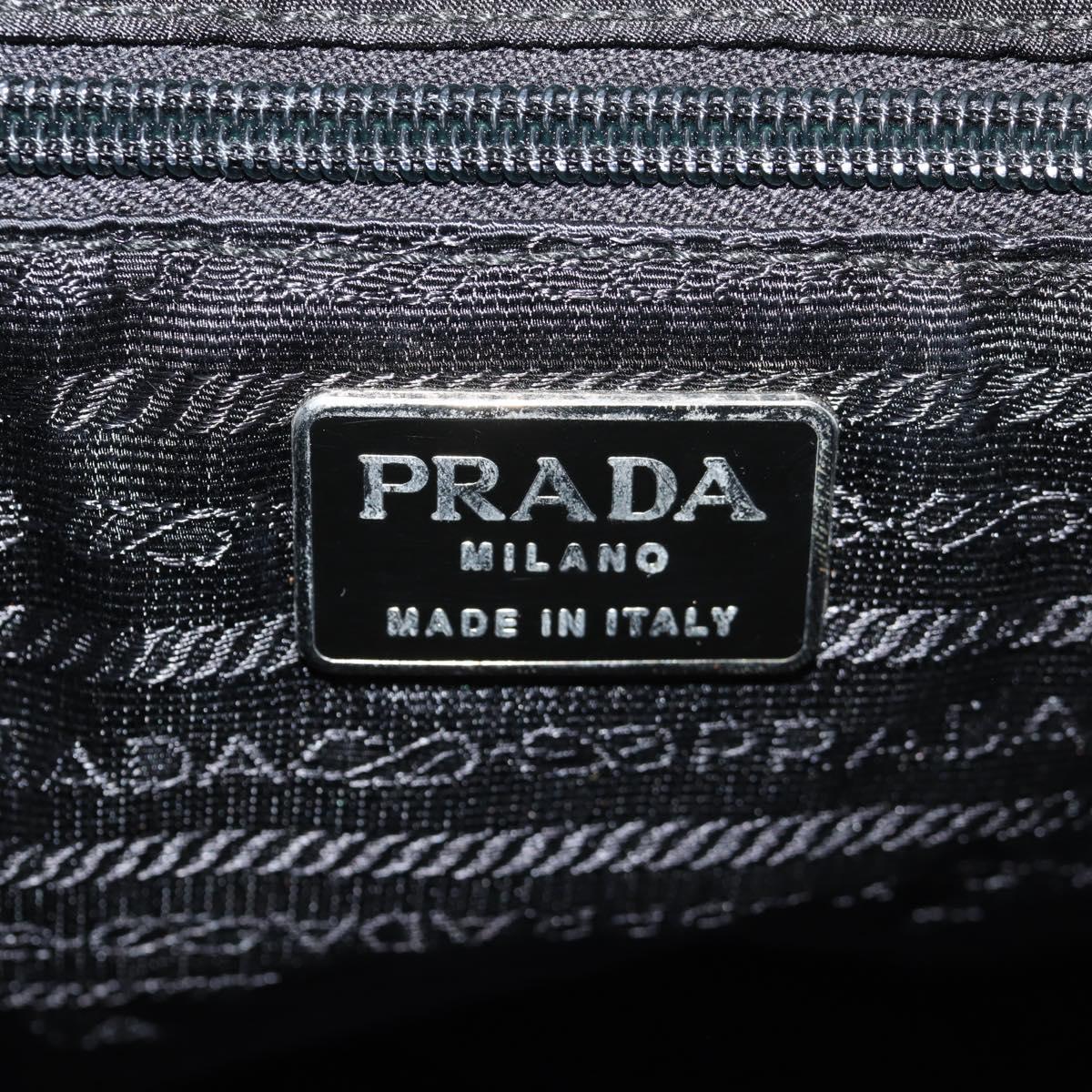 PRADA Backpack Nylon Leather Black Silver Auth 150778