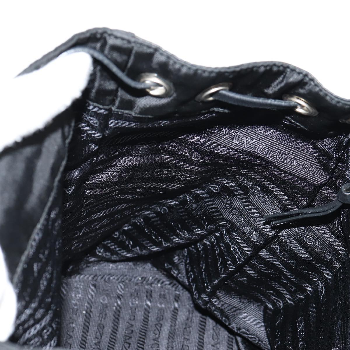 PRADA Backpack Nylon Leather Black Silver Auth 150778