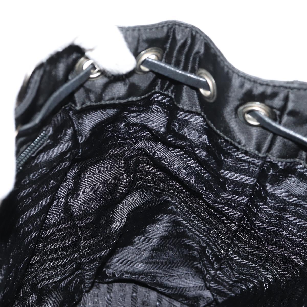 PRADA Backpack Nylon Leather Black Silver Auth 150778