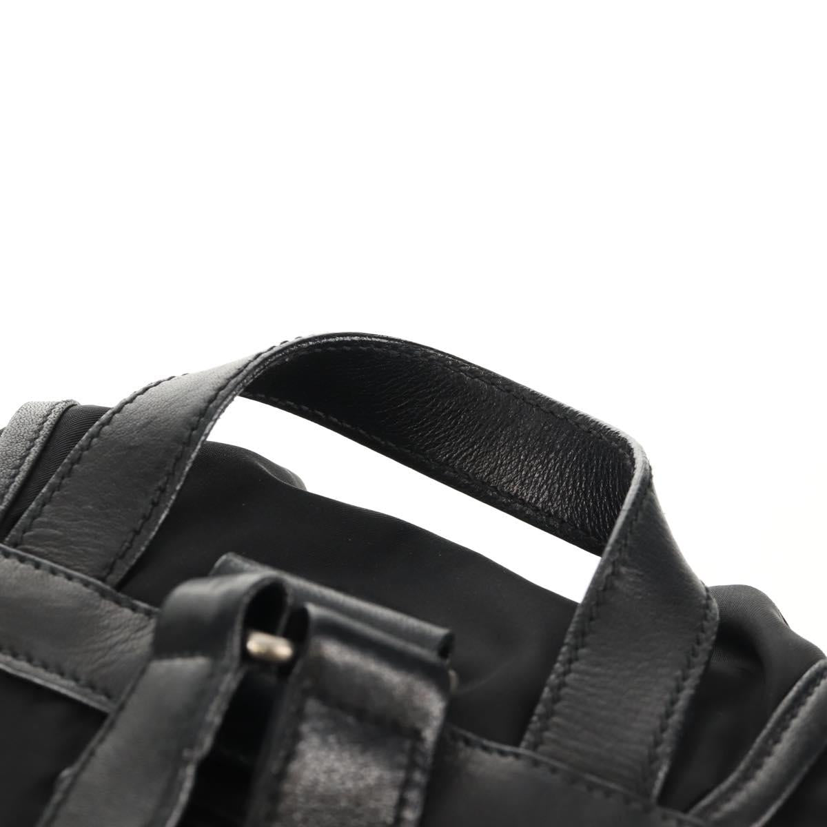 PRADA Backpack Nylon Leather Black Silver Auth 150778
