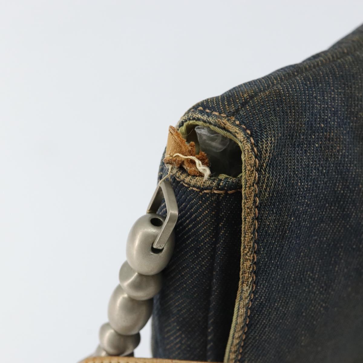 Christian Dior Maris Pearl Shoulder Bag Denim Navy Auth 150779