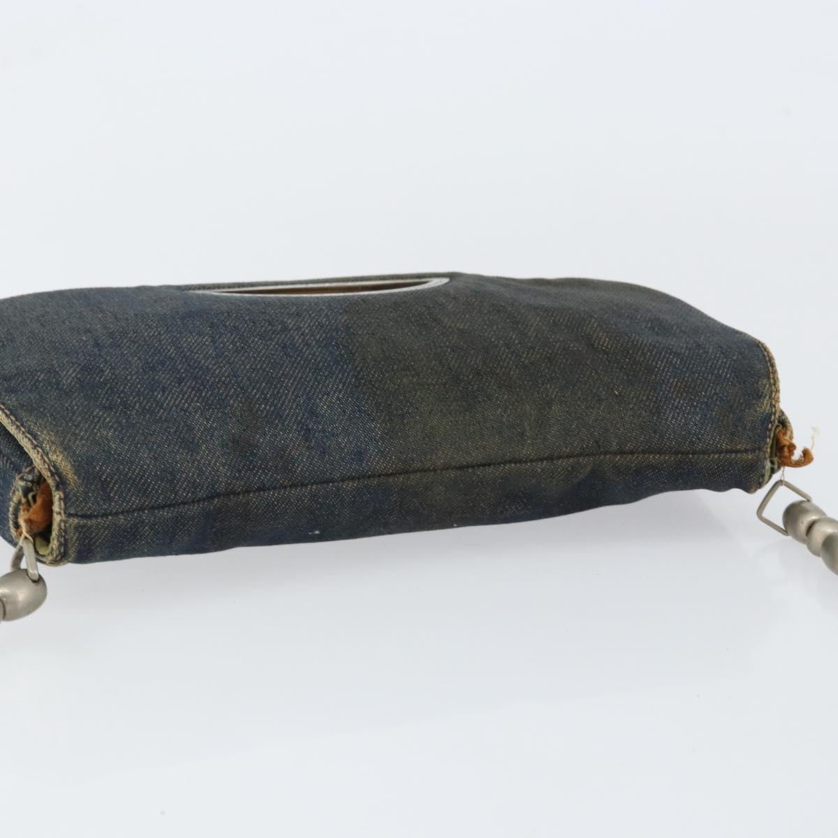 Christian Dior Maris Pearl Shoulder Bag Denim Navy Auth 150779