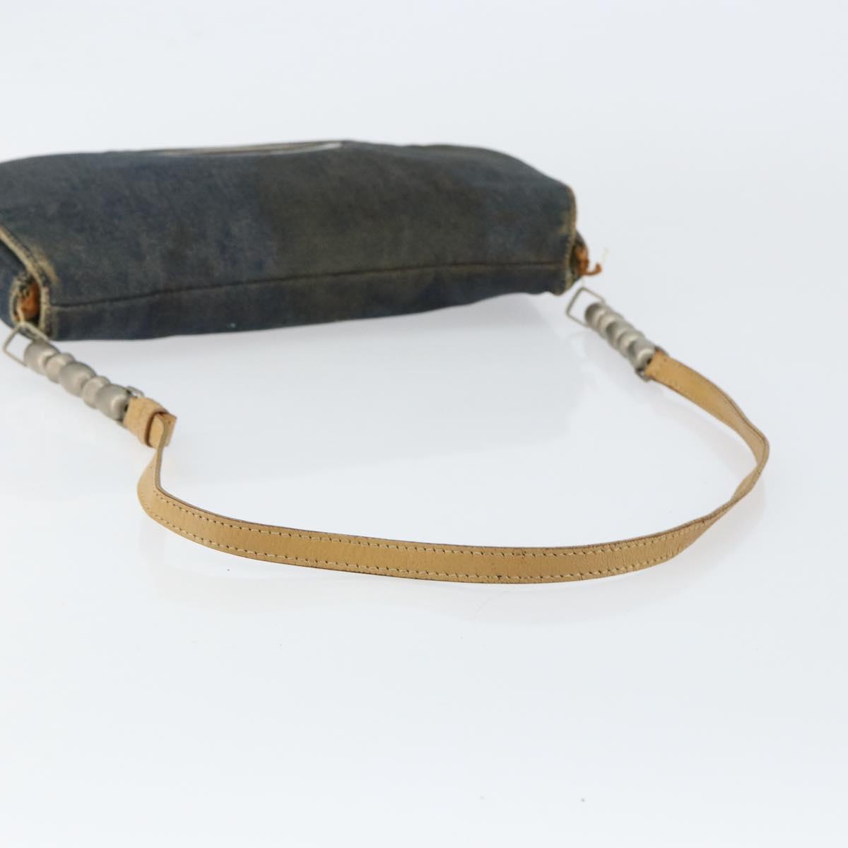 Christian Dior Maris Pearl Shoulder Bag Denim Navy Auth 150779