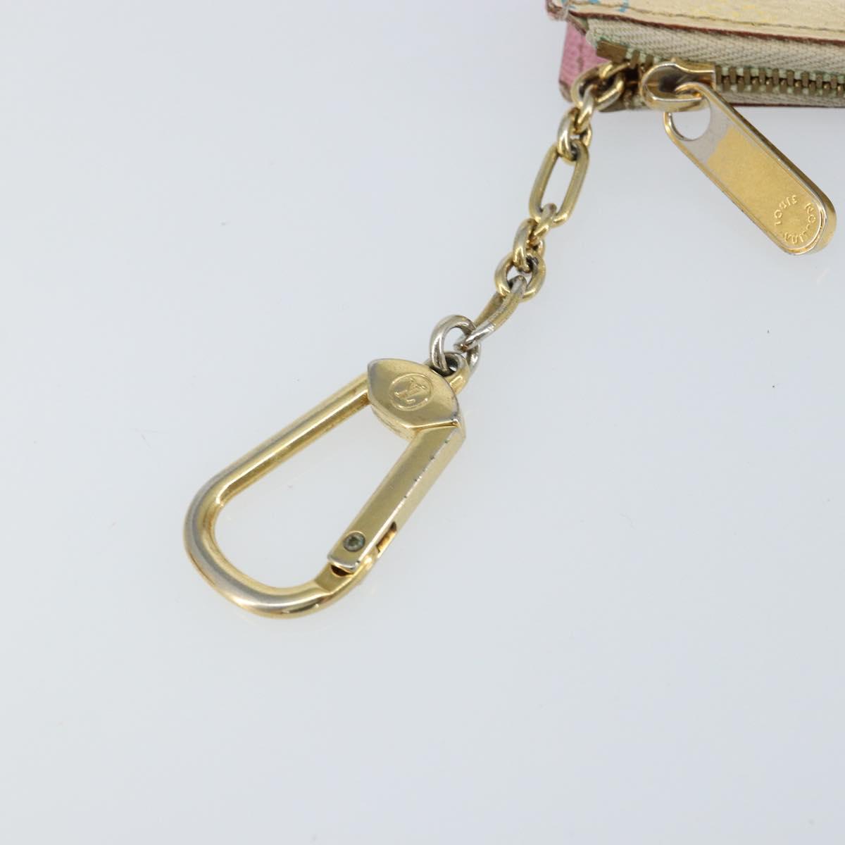 LOUIS VUITTON Multicolor Pochette Cles NM Coin Purse White M93734 LV Auth 150788