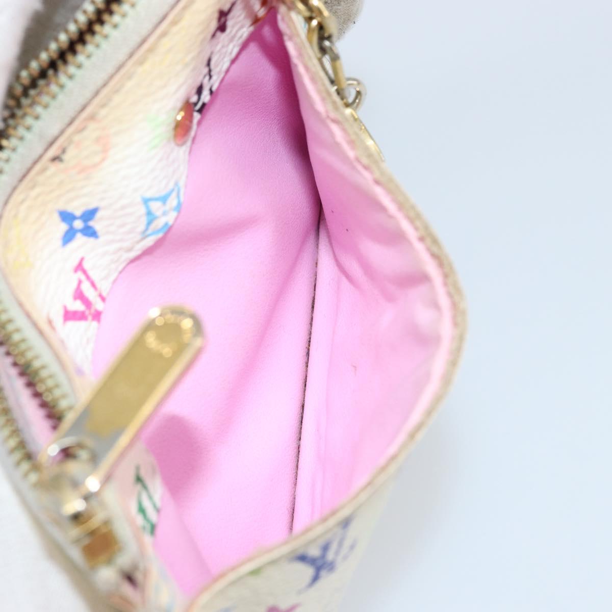 LOUIS VUITTON Multicolor Pochette Cles NM Coin Purse White M93734 LV Auth 150788
