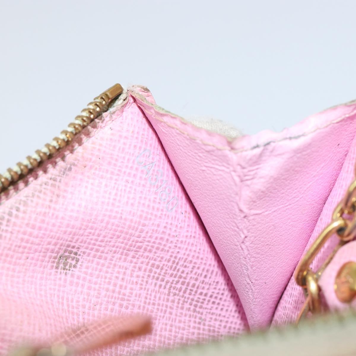 LOUIS VUITTON Multicolor Pochette Cles NM Coin Purse White M93734 LV Auth 150788